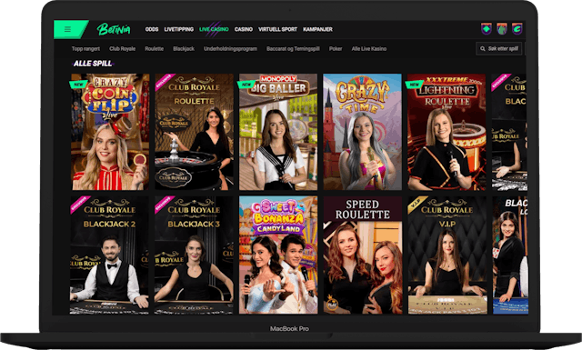 Nettcasino med Live Casino - Betinia
