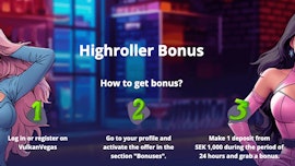Promobilde viser highroller bonus hos Vulkan Vegas