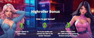 Promobilde viser highroller bonus hos Vulkan Vegas