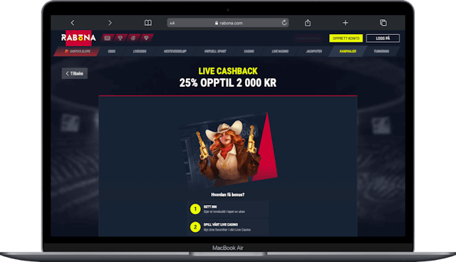 Live casino bonus csahback hos Rabona