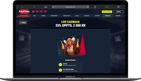 Live casino bonus csahback hos Rabona