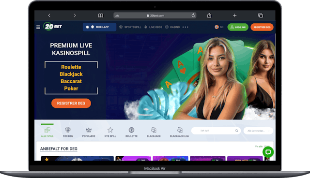 Premium live casino spill og bonuser hos 20bet