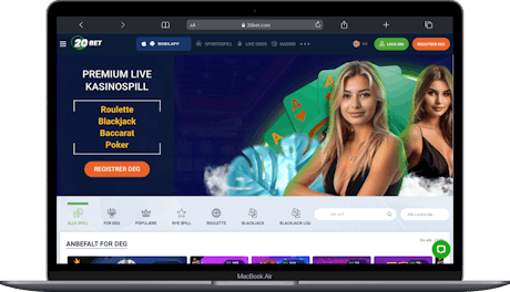 Premium live casino spill og bonuser hos 20bet