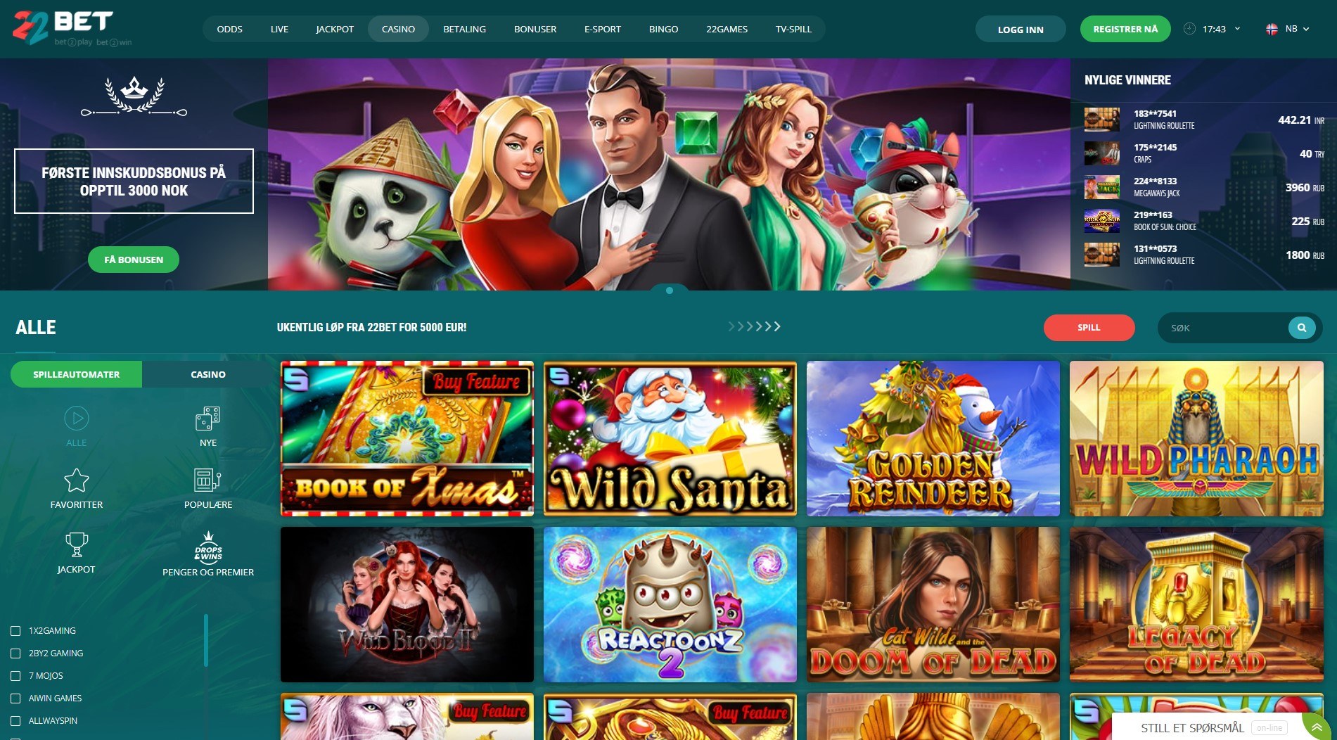 22Bet spilleautomater