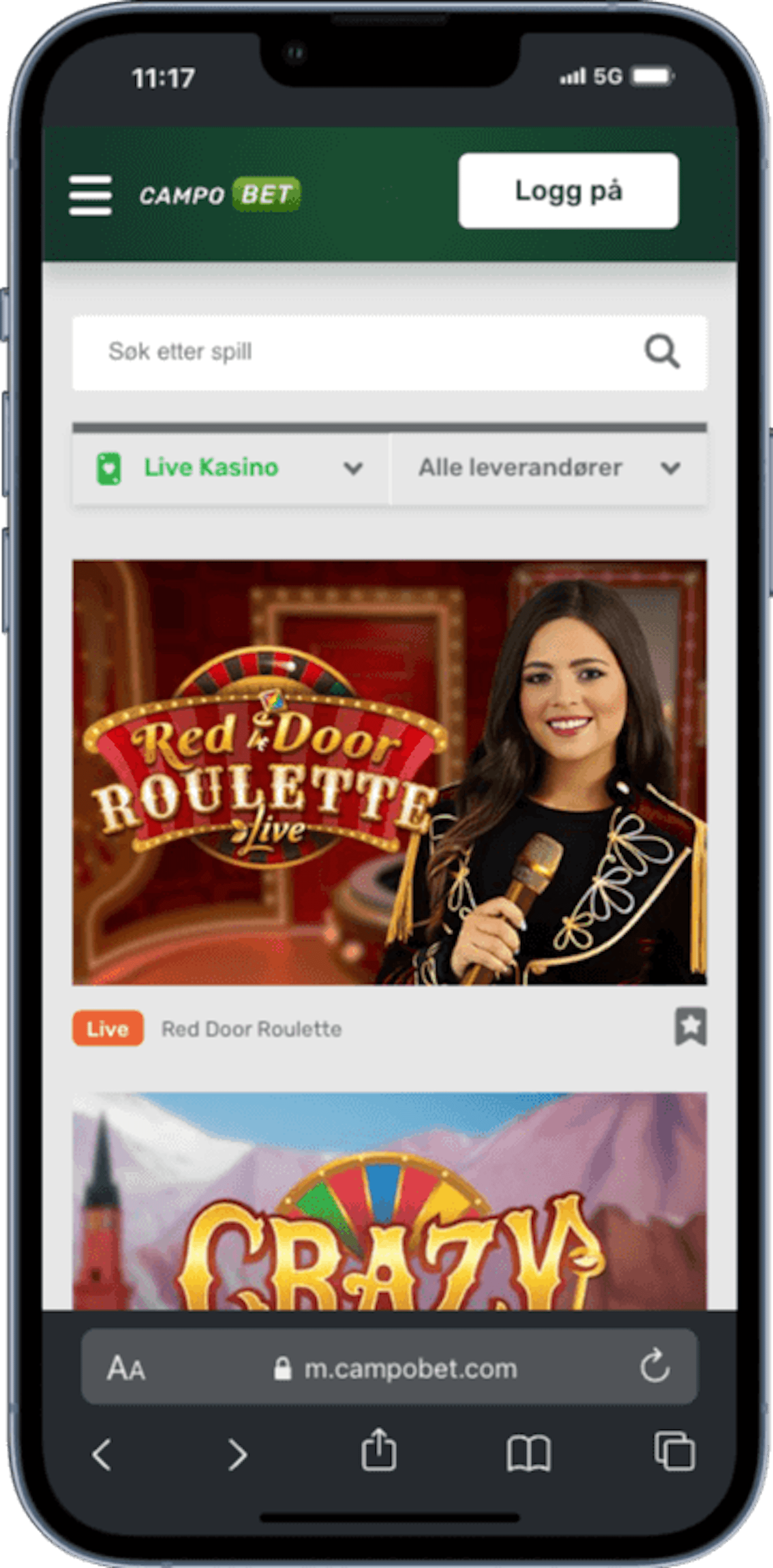 Campobet live casino mobilskjerm