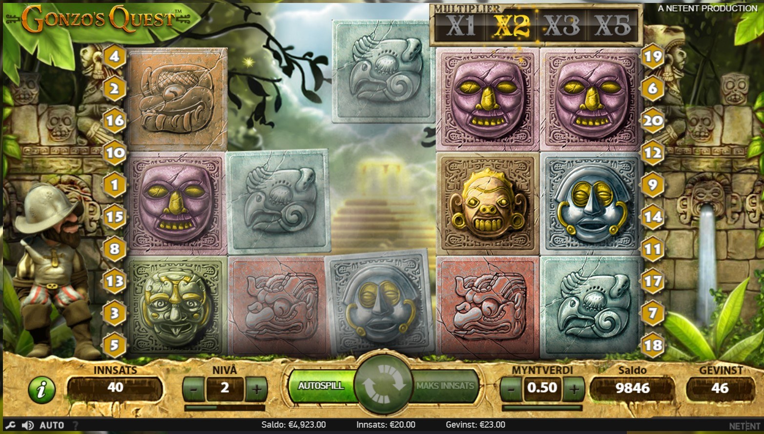 Gonzos Quest - Fjern steinblokkene