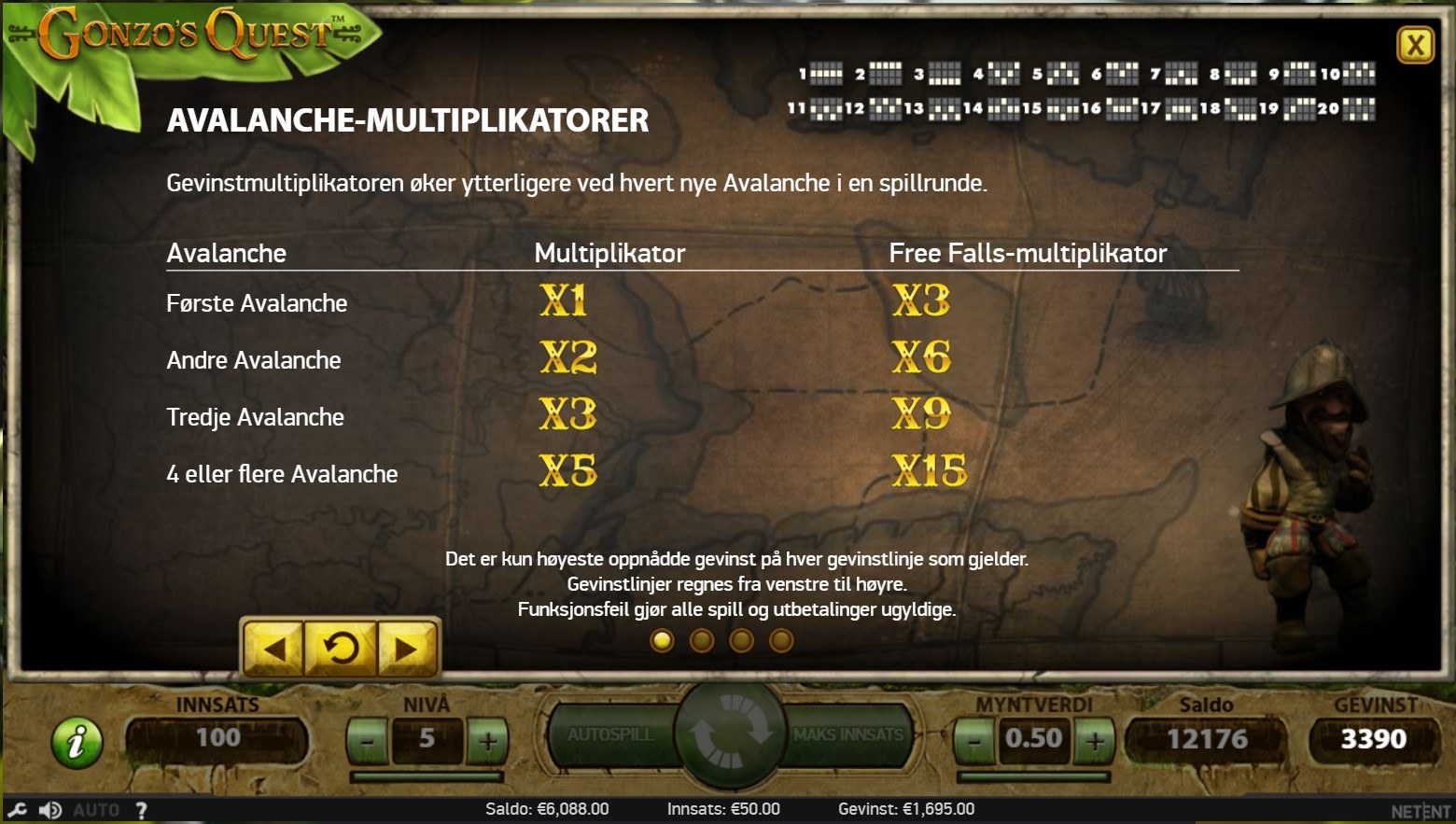 Gonzos Quest multiplikatorer