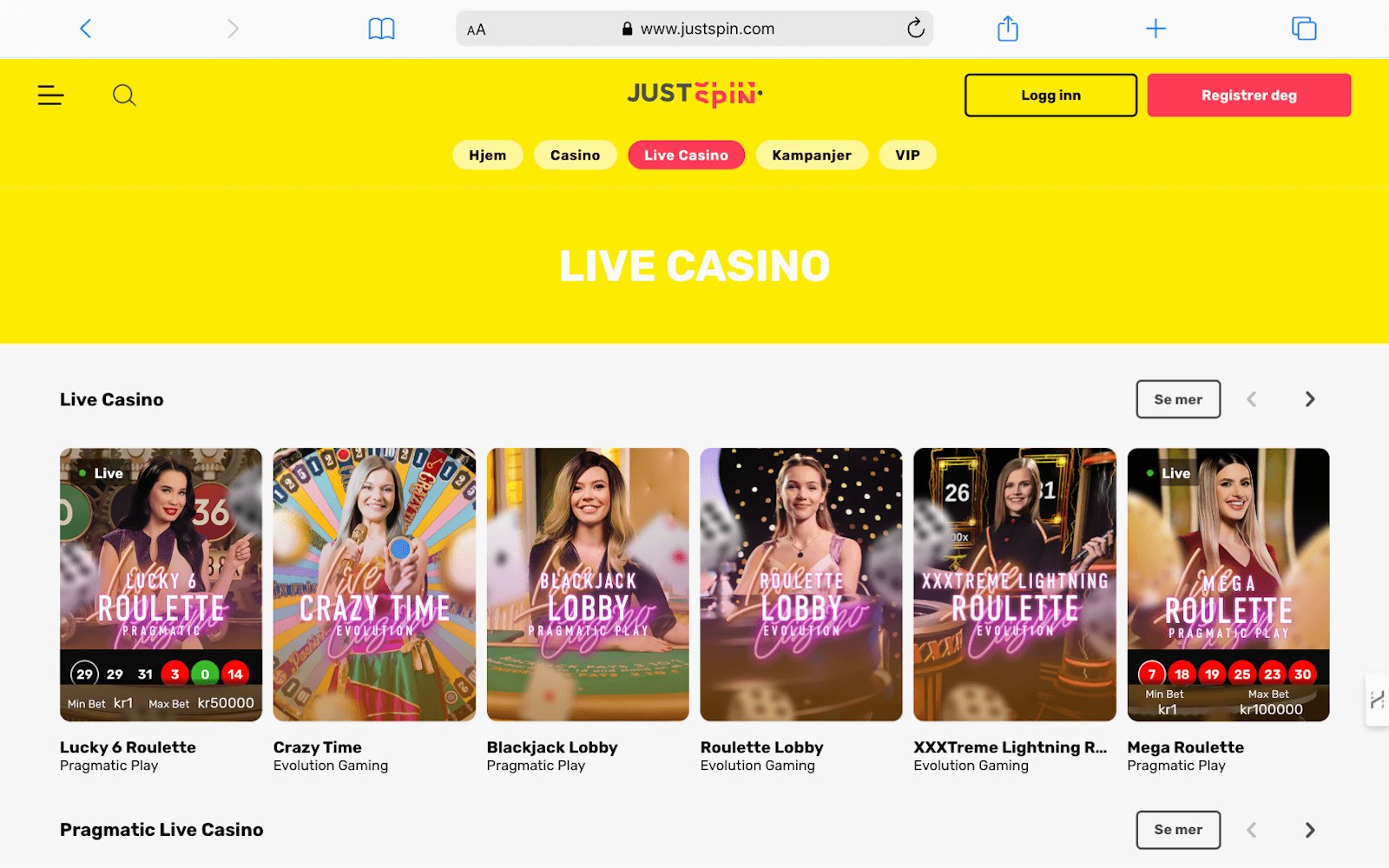 Just Spin Live Casino