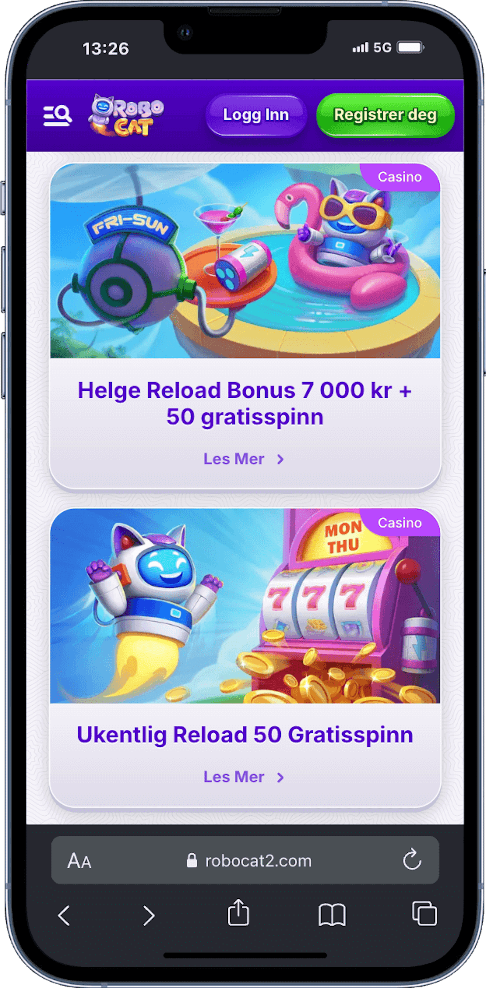 Robocat Casino kampanjer mobil