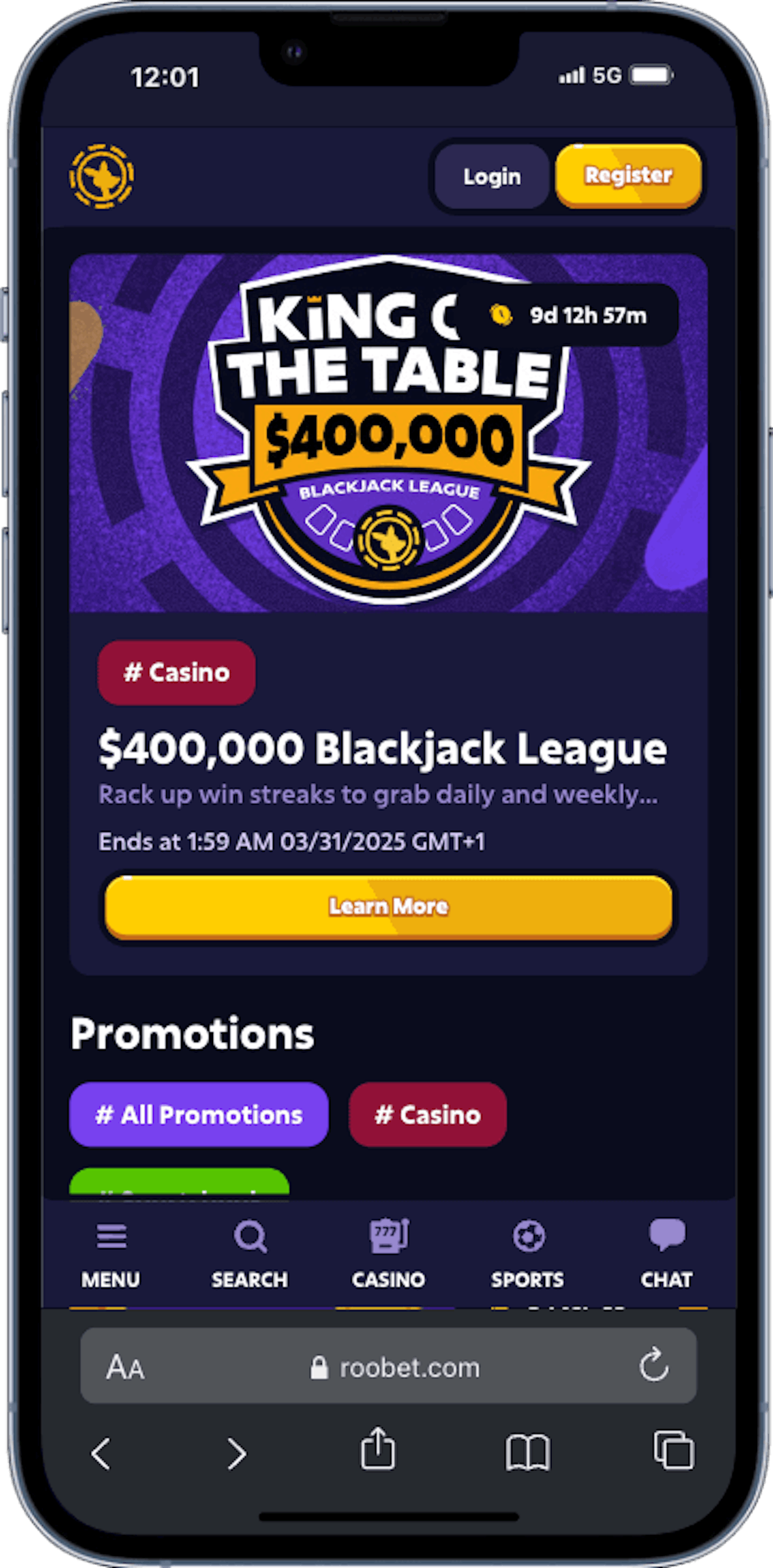 Roobet kampanjer casino mobil