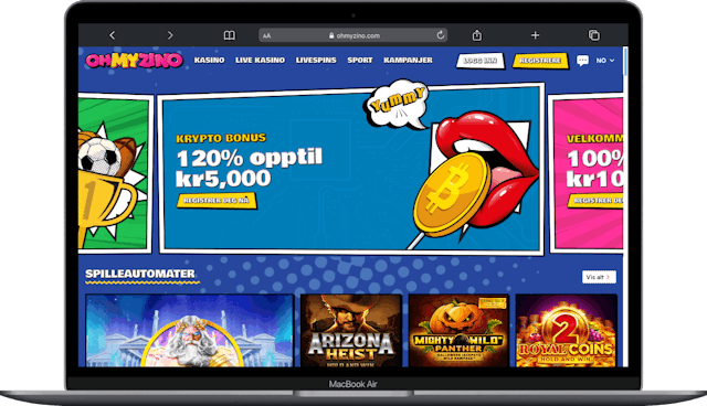 Screenshot som viser krypto casino bonus hos Ohmyzino