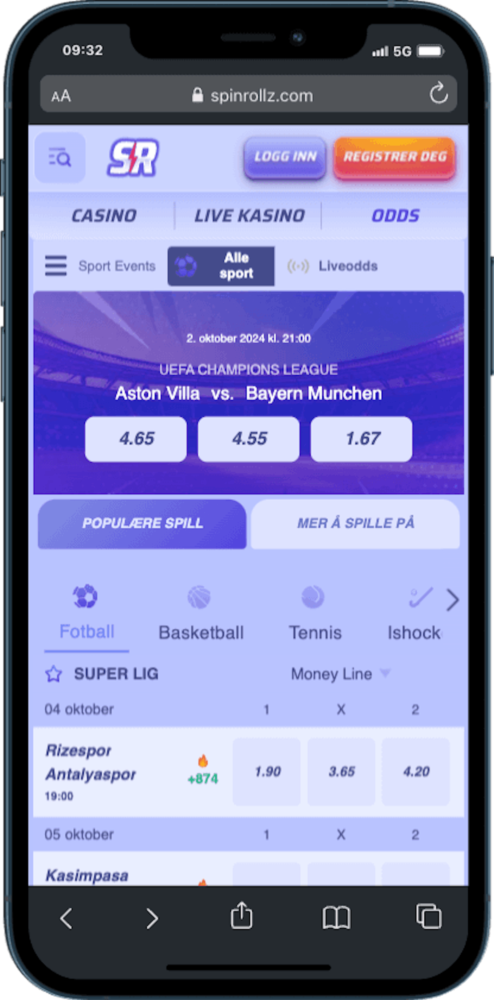 Spinrollz odds mobil