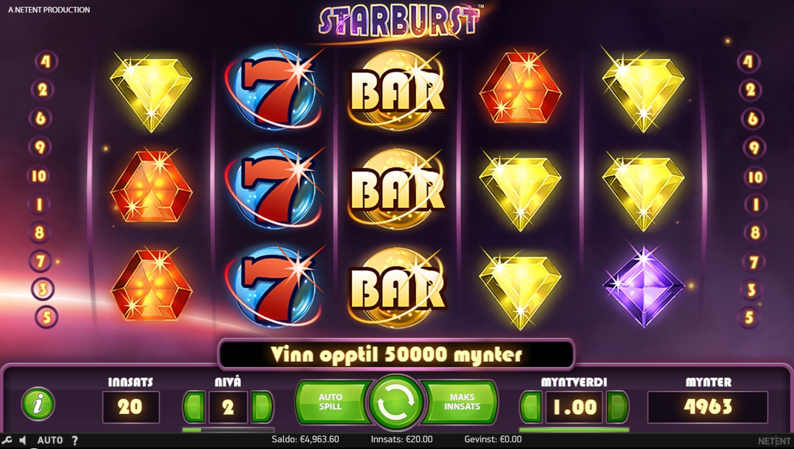 Samle på Bar og 7 på Starburst