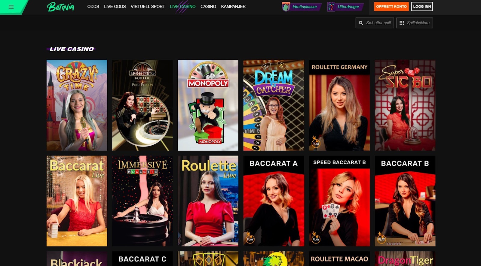 Betinia Live Casino