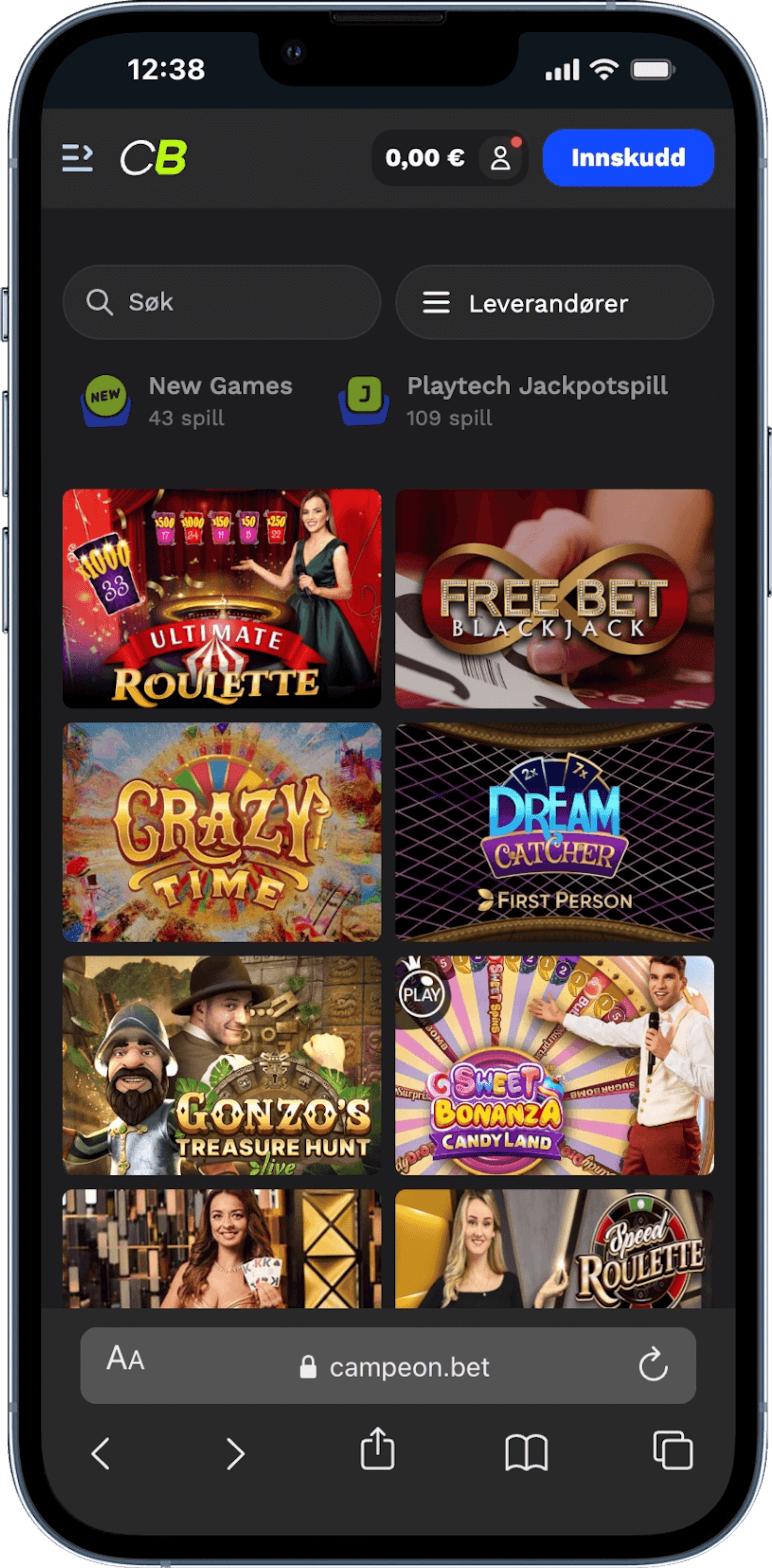 Campeonbet live casino mobil