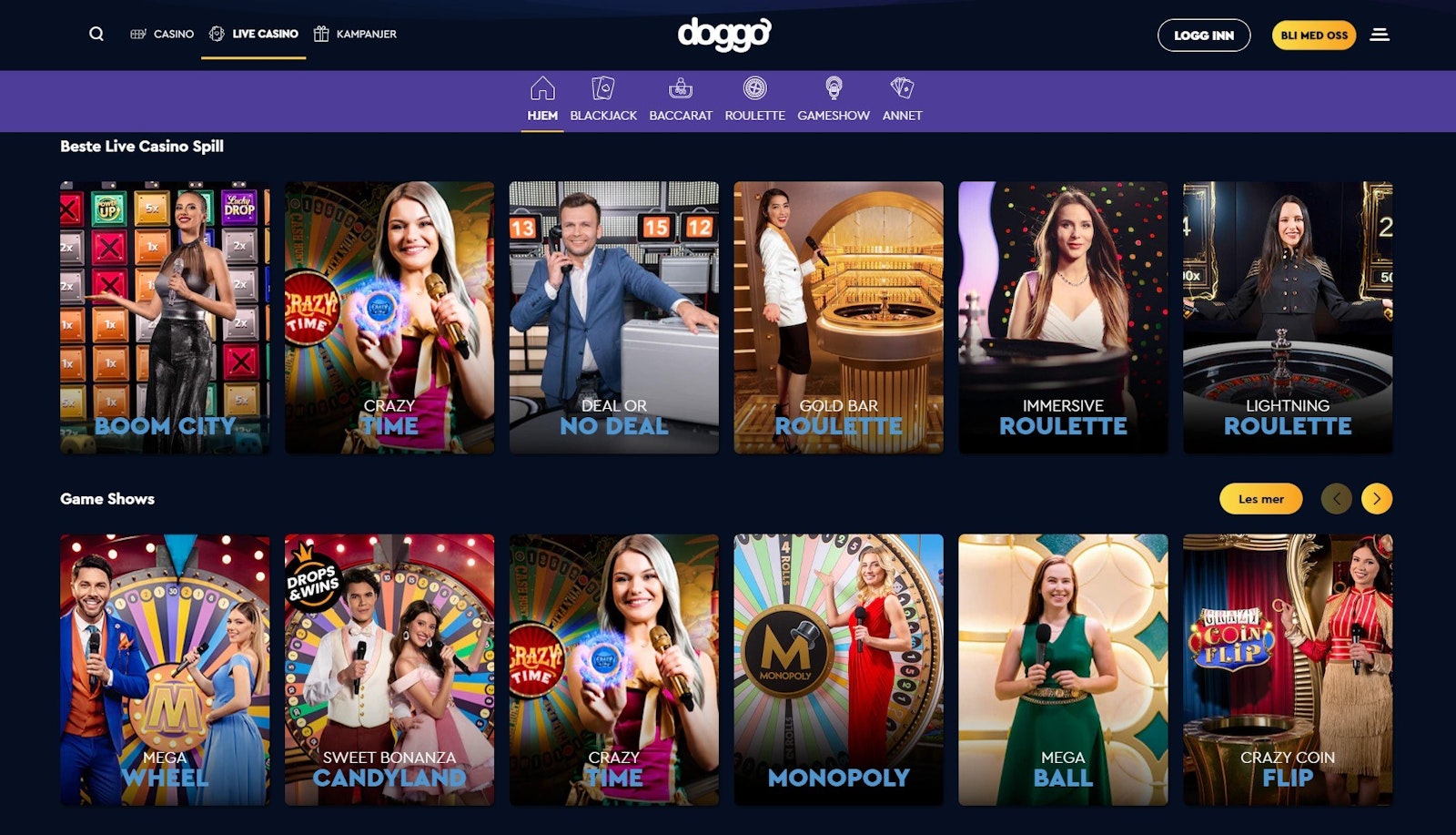 Doggo Casino live casino