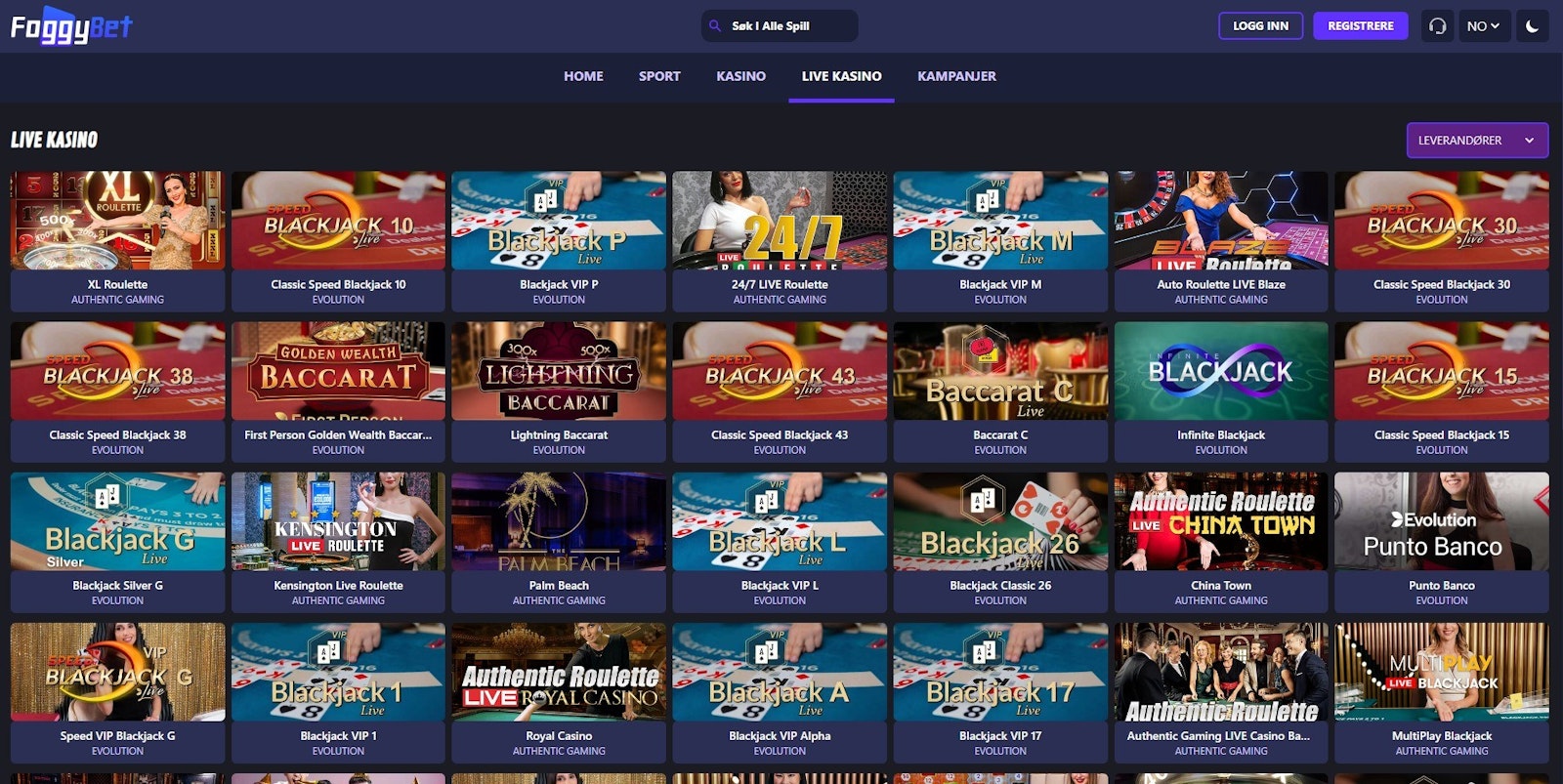 Foggybet live casino