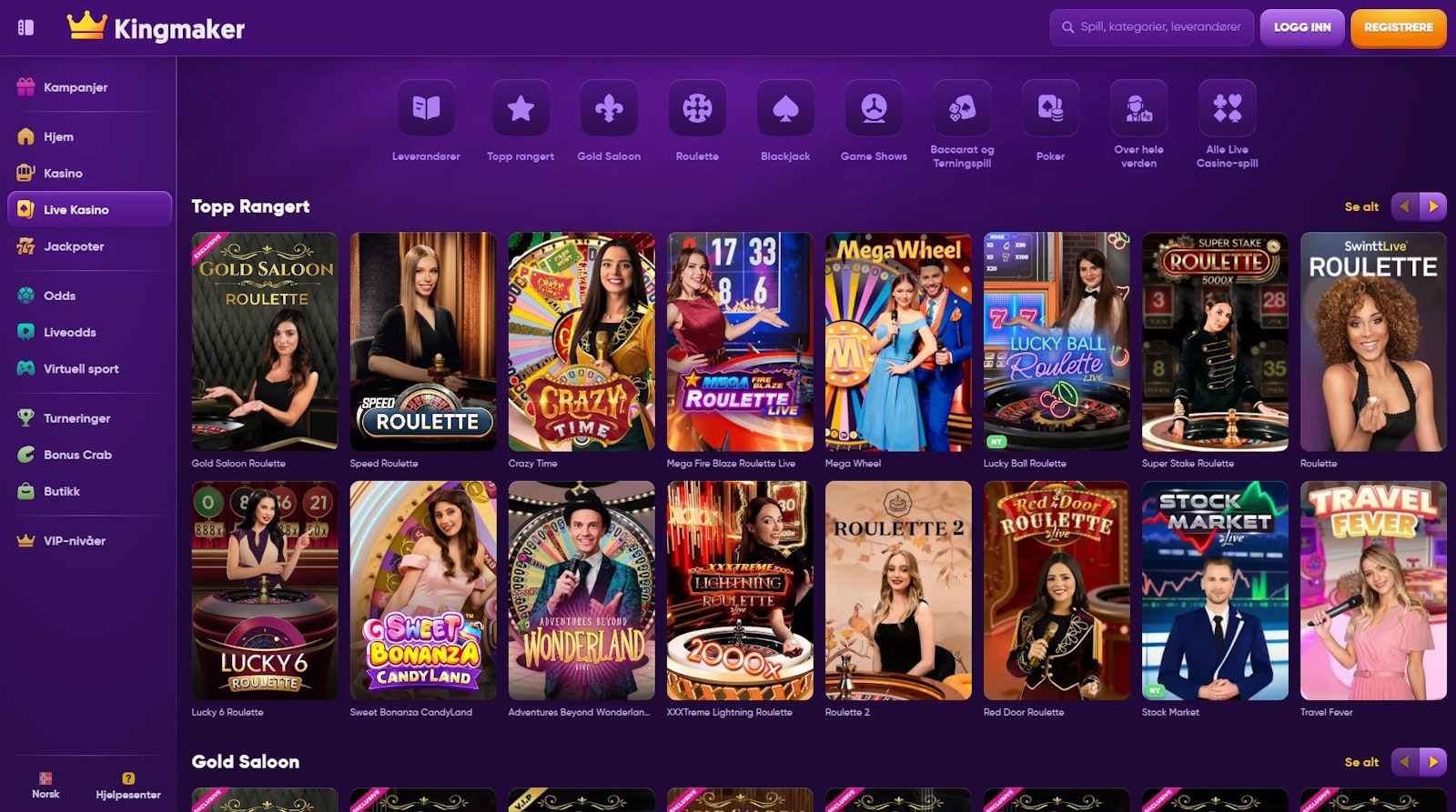 Kingmaker live casino