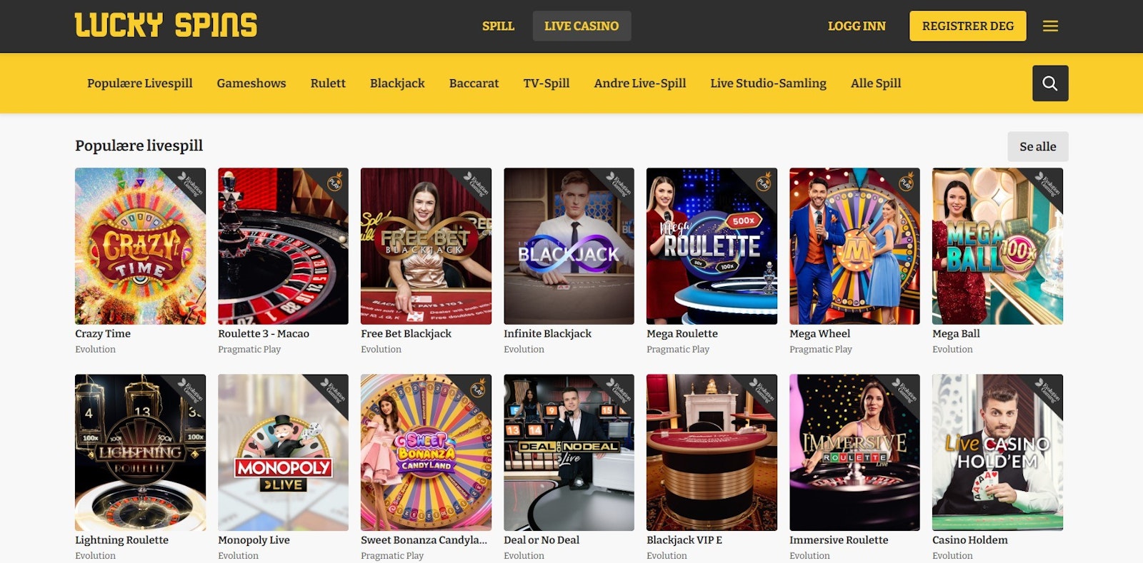 Lucky Spins live casino