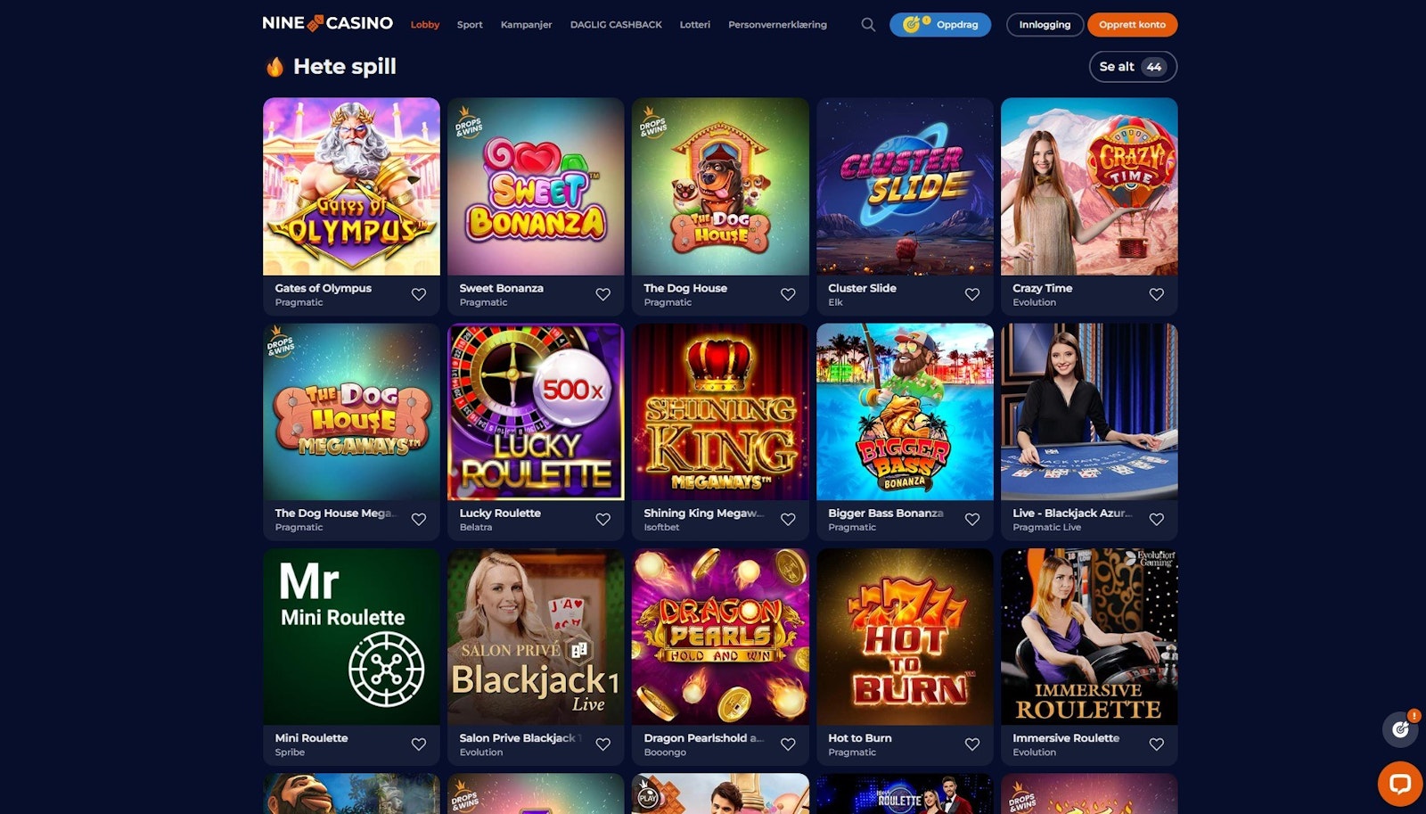 Nine Casino spilleautomater