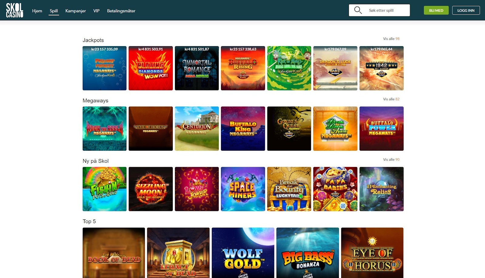 Skol Casino spilleautomater