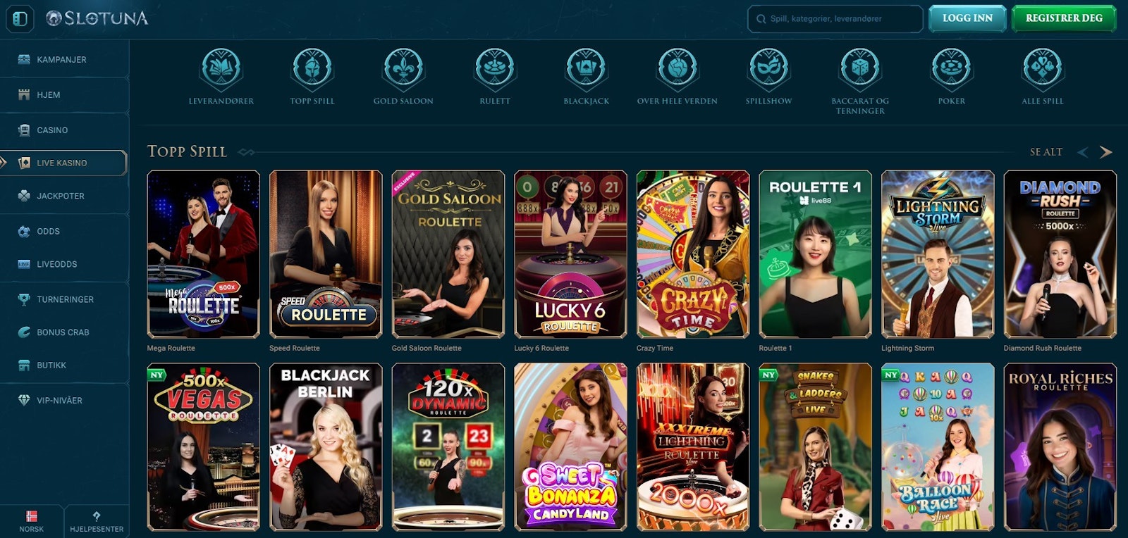 Slotuna live casino