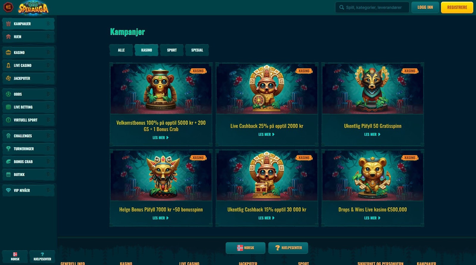 Spinanga kampanjer casino