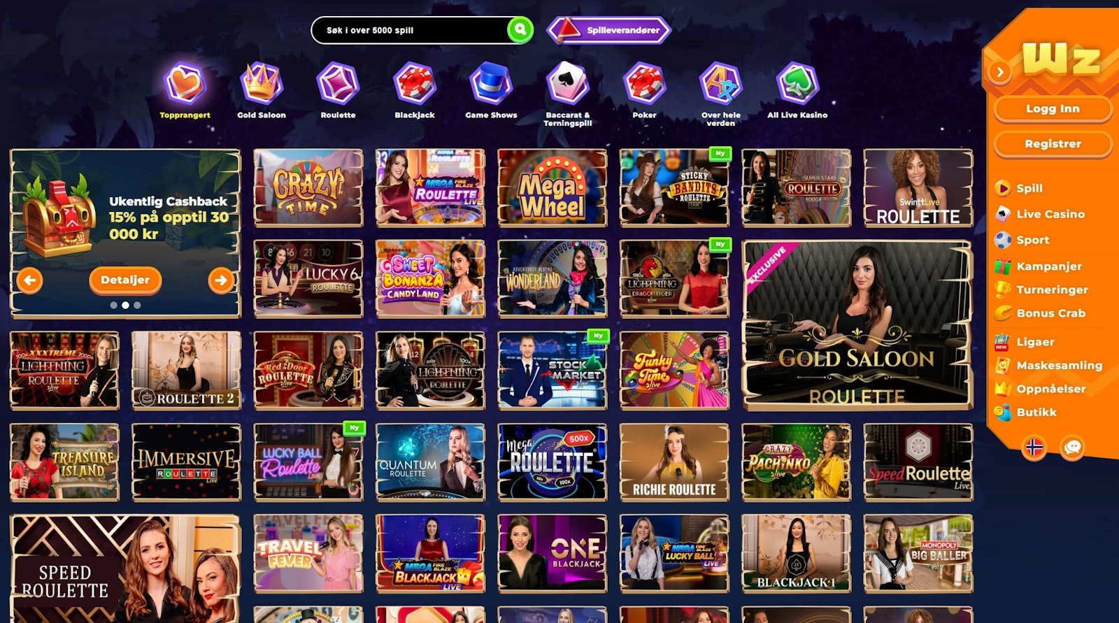 Wazamba live casino